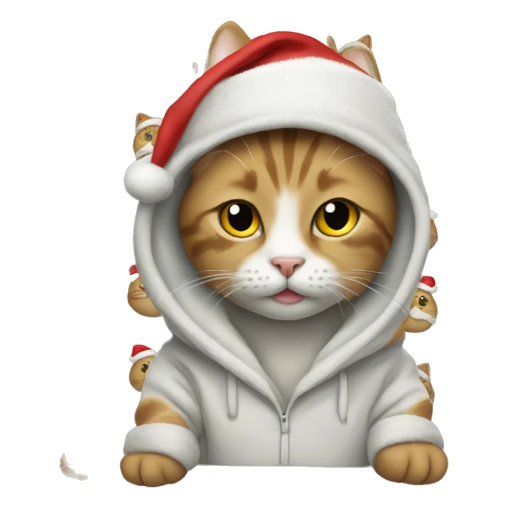 cat wearing christmas hoodie sticker