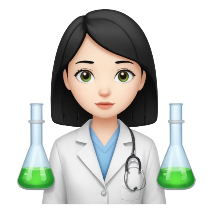 Black haired girl in a laboratory sticker