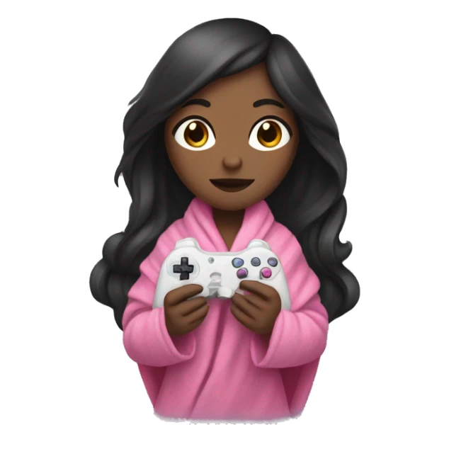 White girl with dark hair wrapped up in a blanket with a pink gaming controller in her hands sticker