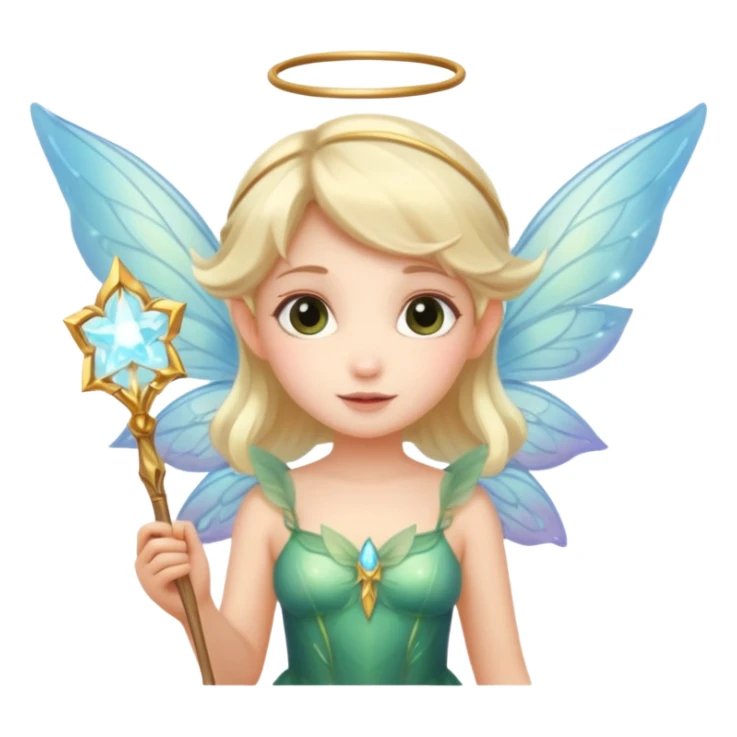 Cute fairy with wings holding glowing wand sticker