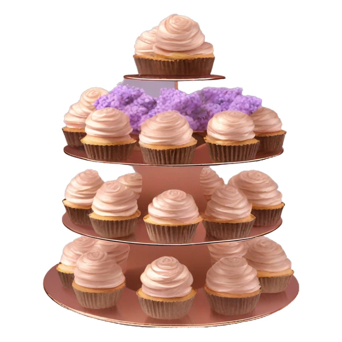 Realistic isolated rose gold layered Cupcake stand with lavender and rose gold macaroons on the stand. sticker