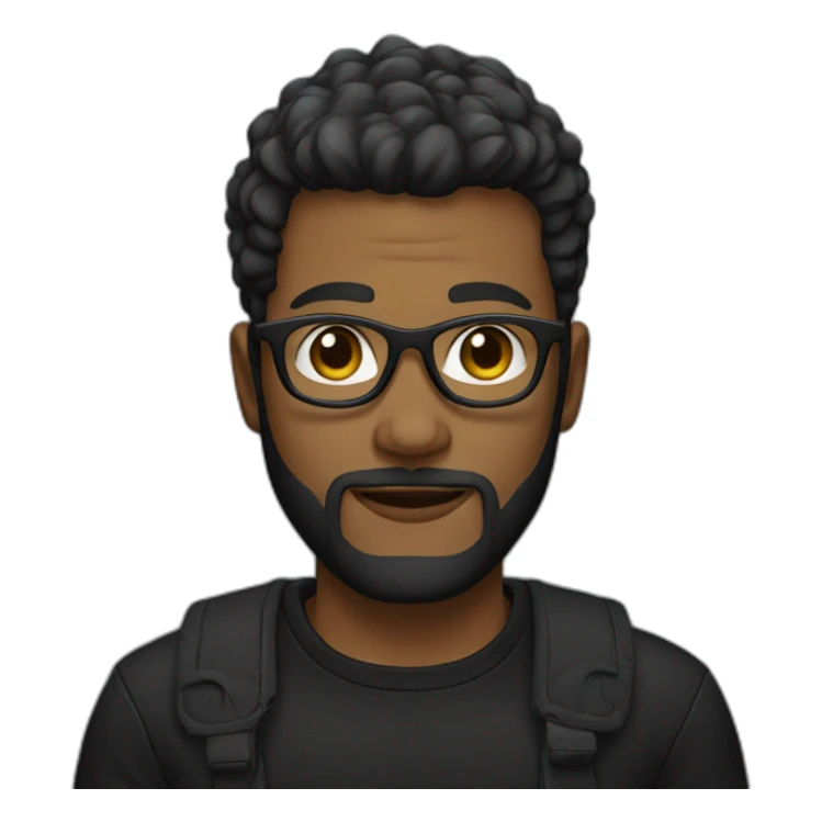 A young man with a blond beard, black glasses and black clothes sticker