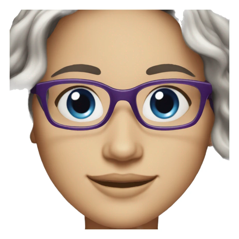 Smiling woman,blue eyes, eyeglasses, dark violet wavy hair sticker