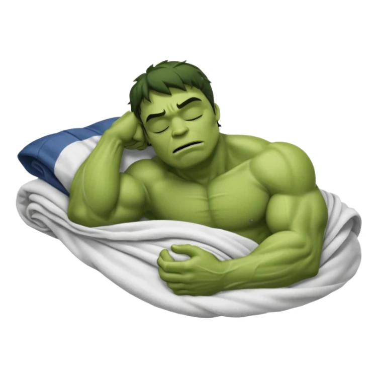 Incredible hulk sleeping lying down in bed under blanket eyes closed sticker