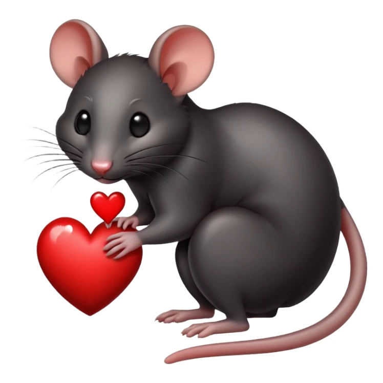 A black rat putting a heart in a hole sticker