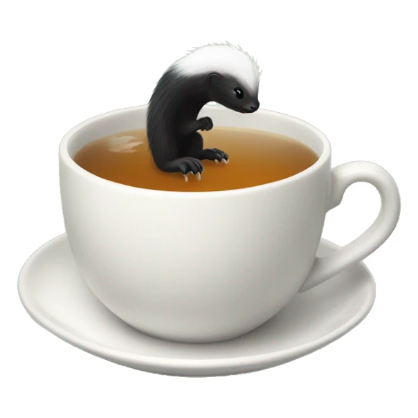 skunk tail in a cup of tea sticker