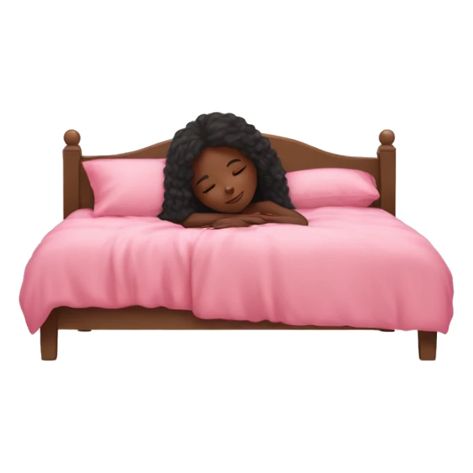 black girl sleeping on a pink bed long hair  sticker