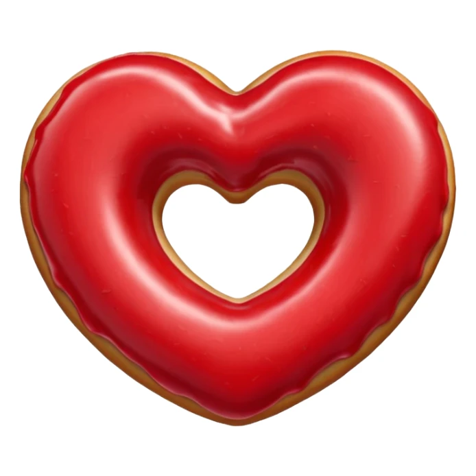 Realistic isolated heart shaped donut with red & glaze. sticker