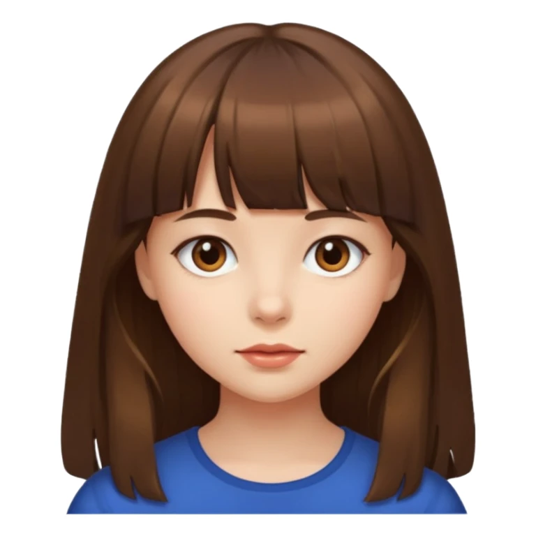 eu quero uma menina de franja e cabelo comprido cabelo castanho  sticker