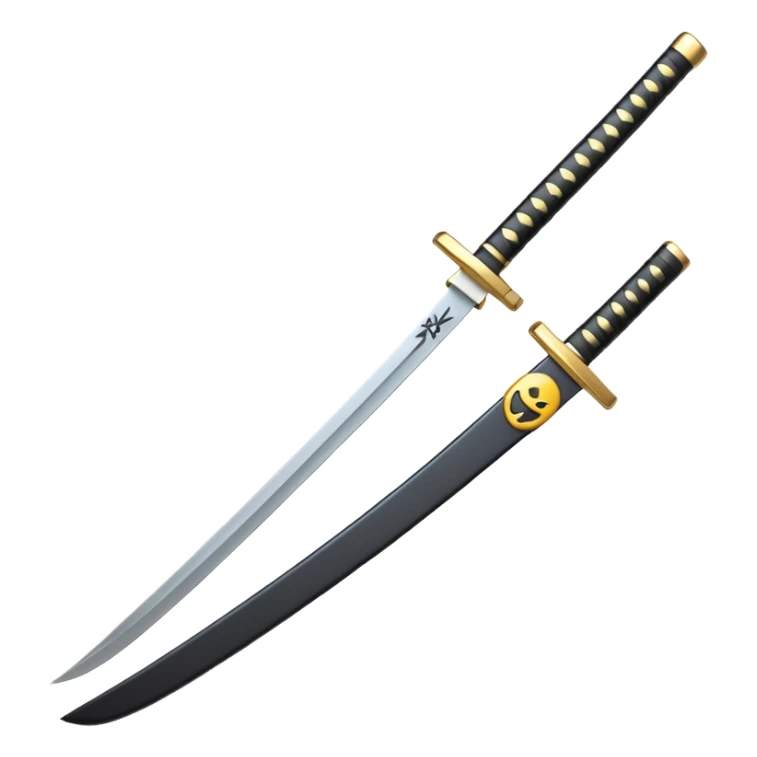 japanese sword "katana" in 3d emoji glossy circuit design sticker