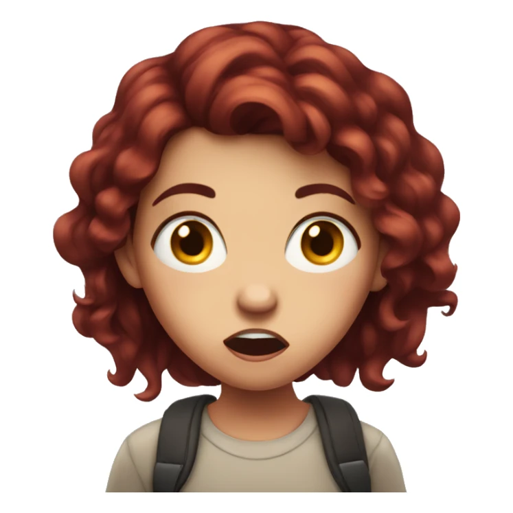shocked girl with dark red hair sticker