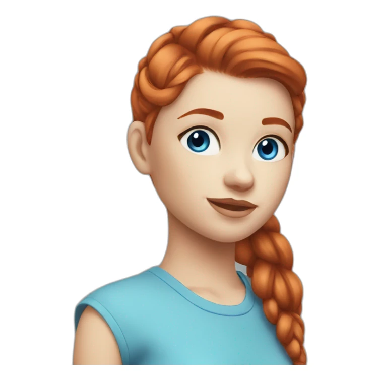 redhead girl with a high ponytail blue eyes and blue eyeliner sticker