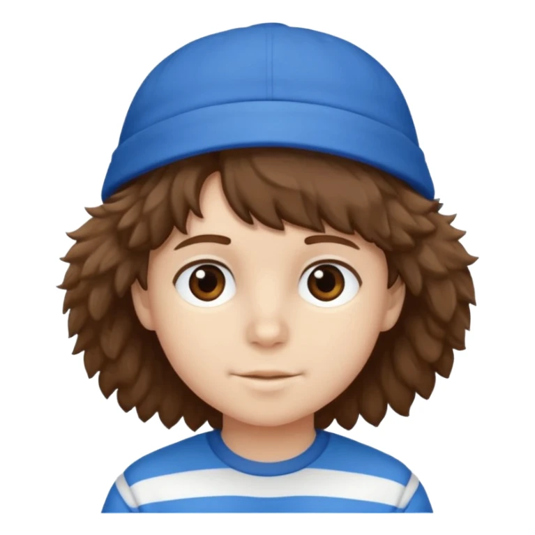 brown fluffy hair kid with blue and white hat sticker