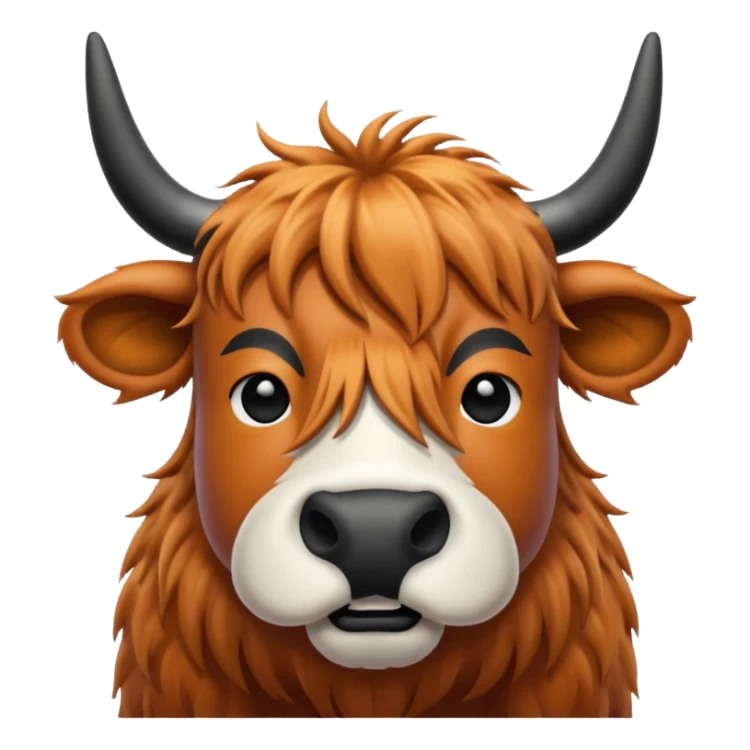 White and black Highland Cow with black nose sticker