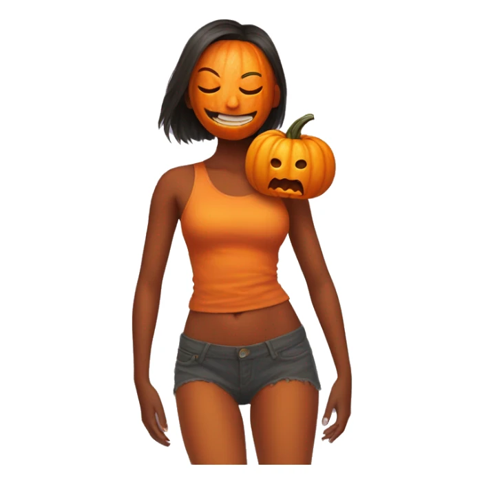 pumpkin head on a girl's body sticker