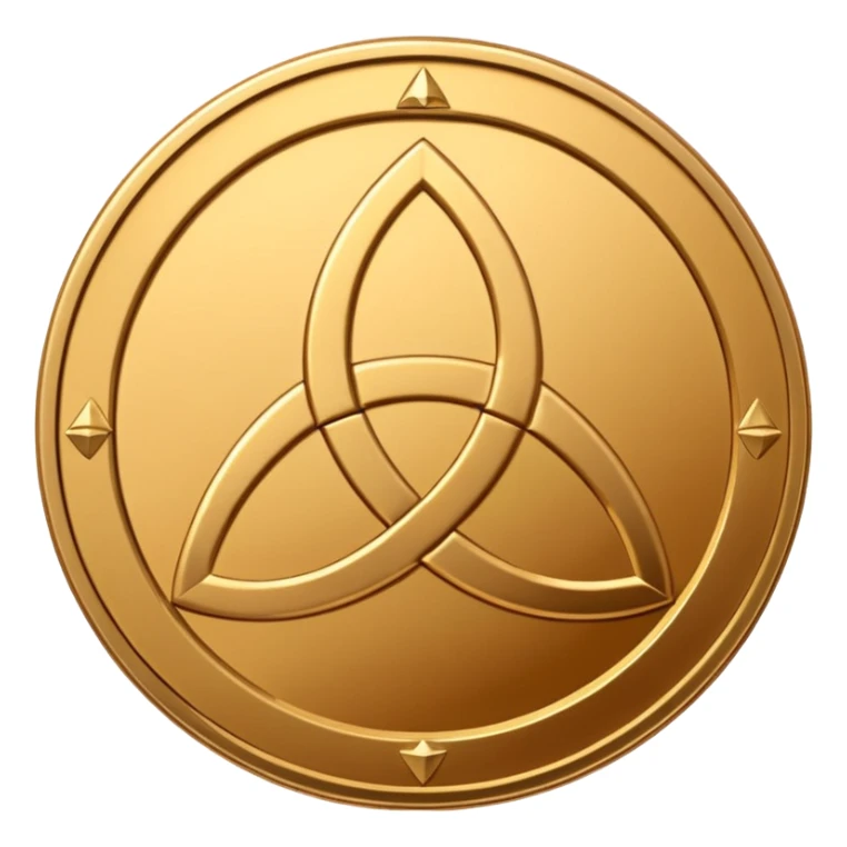 Gold coin with a triquetra and an overlapping triangle on it sticker