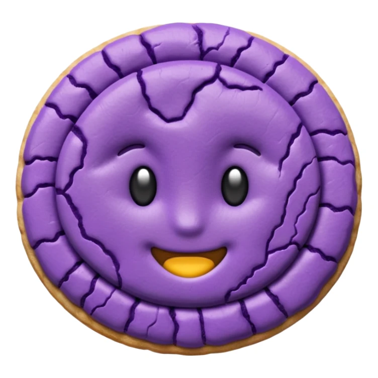 purple ube crinkle cookie, simplified, clear, emoji-like sticker