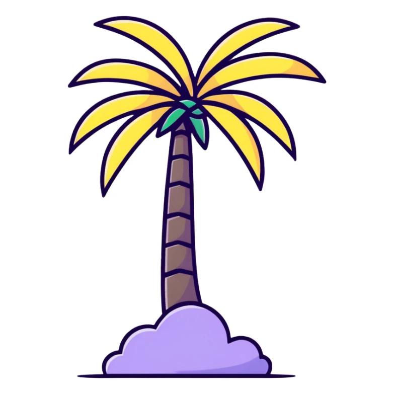 palm tree with pastel yellow trunk and pastel lavender leaves sticker