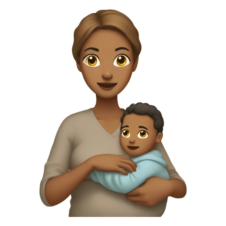 light brown mom holding baby boy sticker
