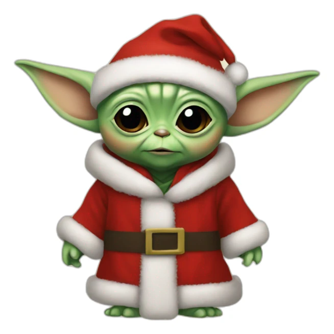 Baby Yoda wearing Santa Claus outfit sticker