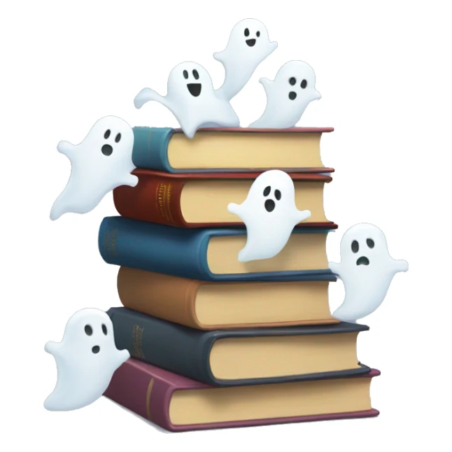 Stack of books with ghosts coming out of the books  sticker