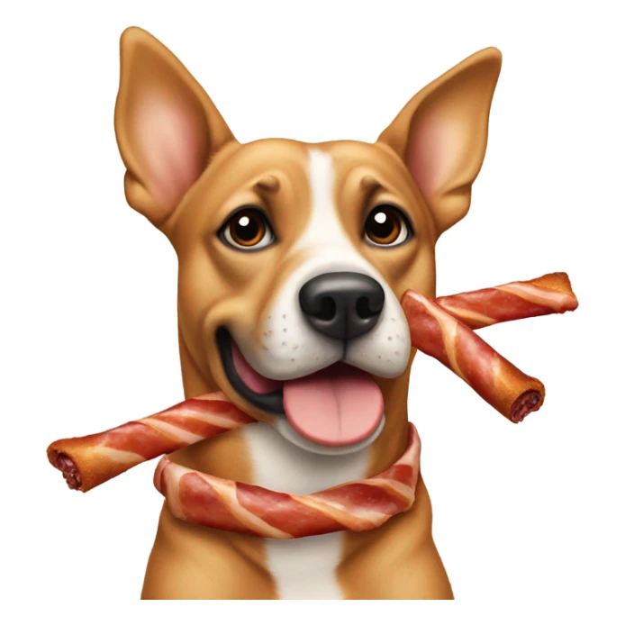 Dog smoking cig and carrying bacon sticker