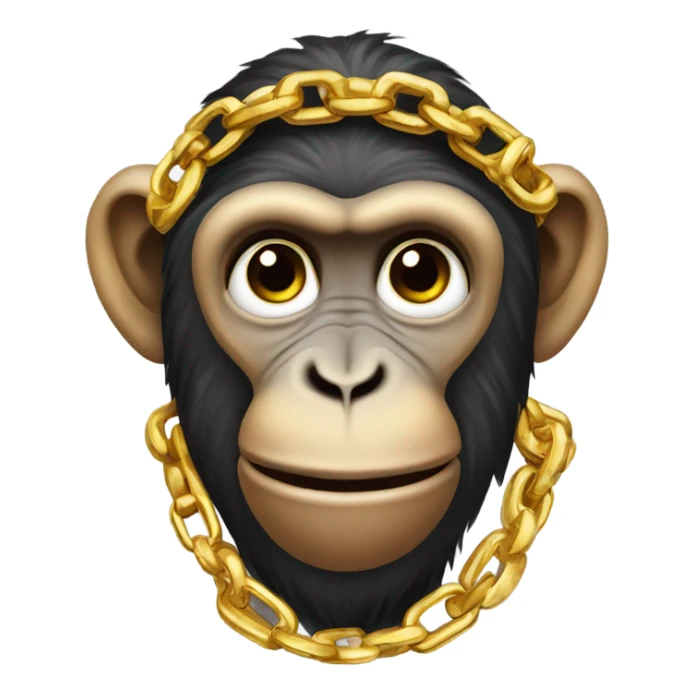 a monkey with a gold money sign chain around his neck  sticker
