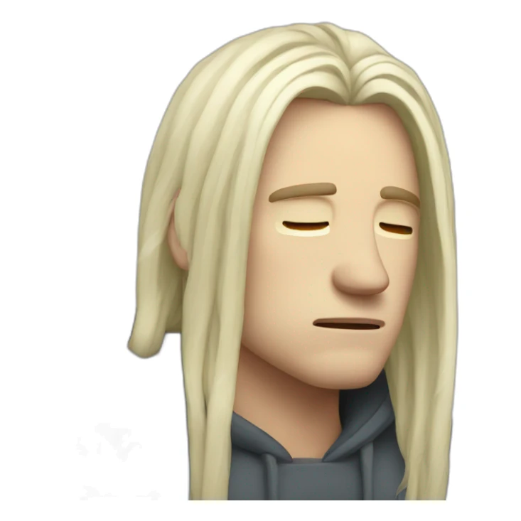 White guy long hair being tired and depressed because the weather sucks sticker