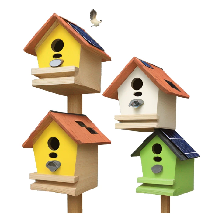 Apartment building shaped birdhouses with solar lights  sticker