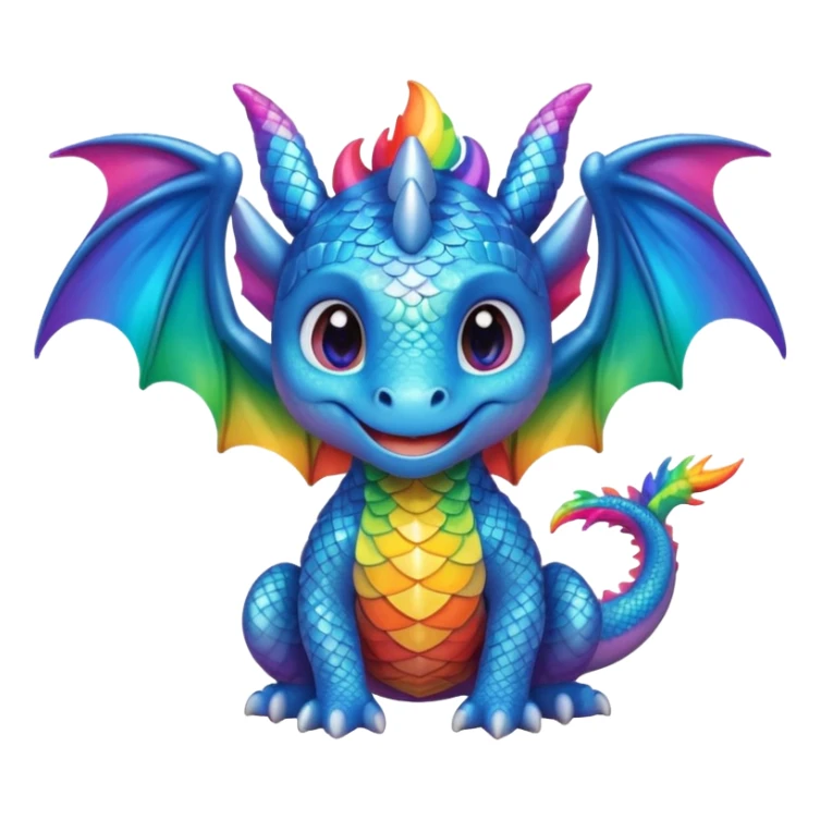 A cute little dragon  rainbow cute eyes wings sticker