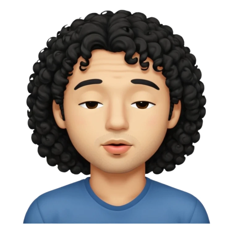 a handsome man with black curly hair tries to kiss sticker