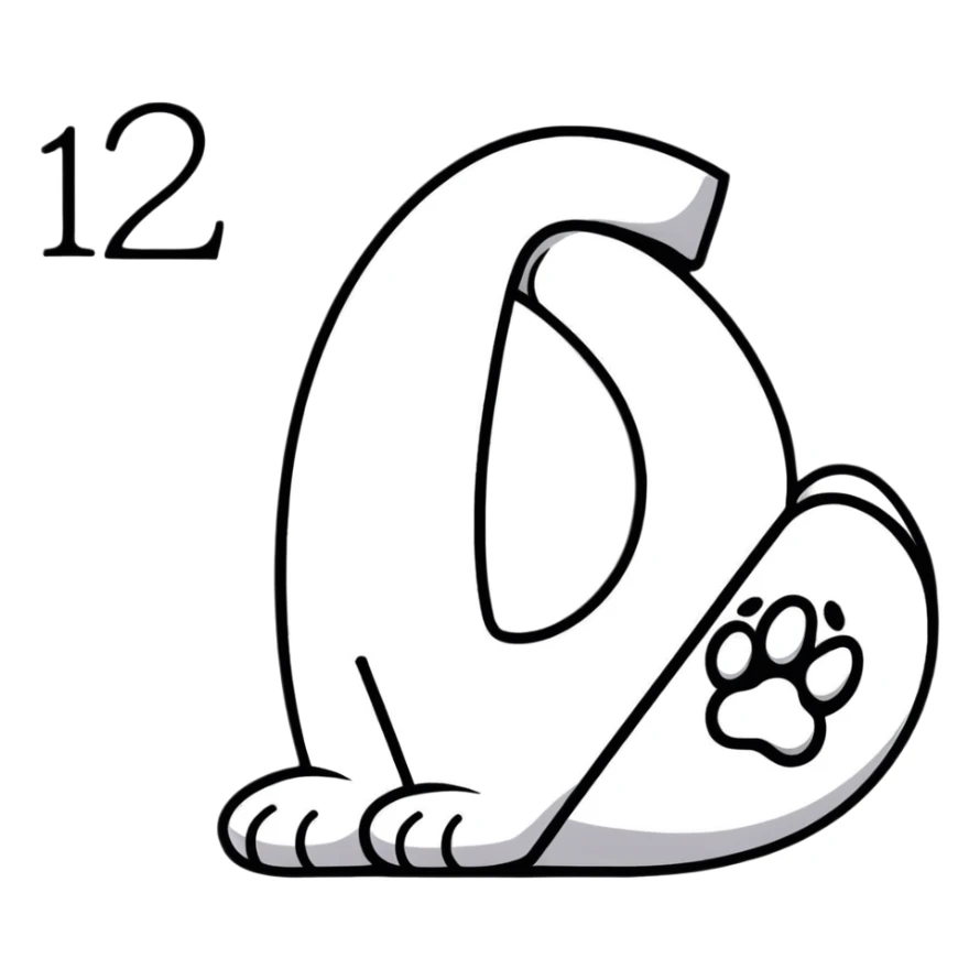 puppy paw print with number 12 inside and a border sticker