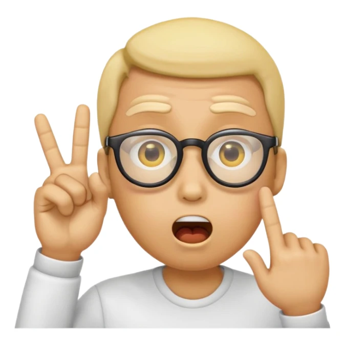Generate a emoji head base with a shocked expression with a finger pushing the glasses down a little bit sticker