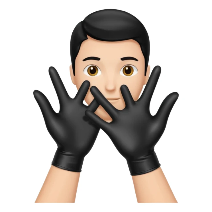 shiny black latex gloves on male hands sticker