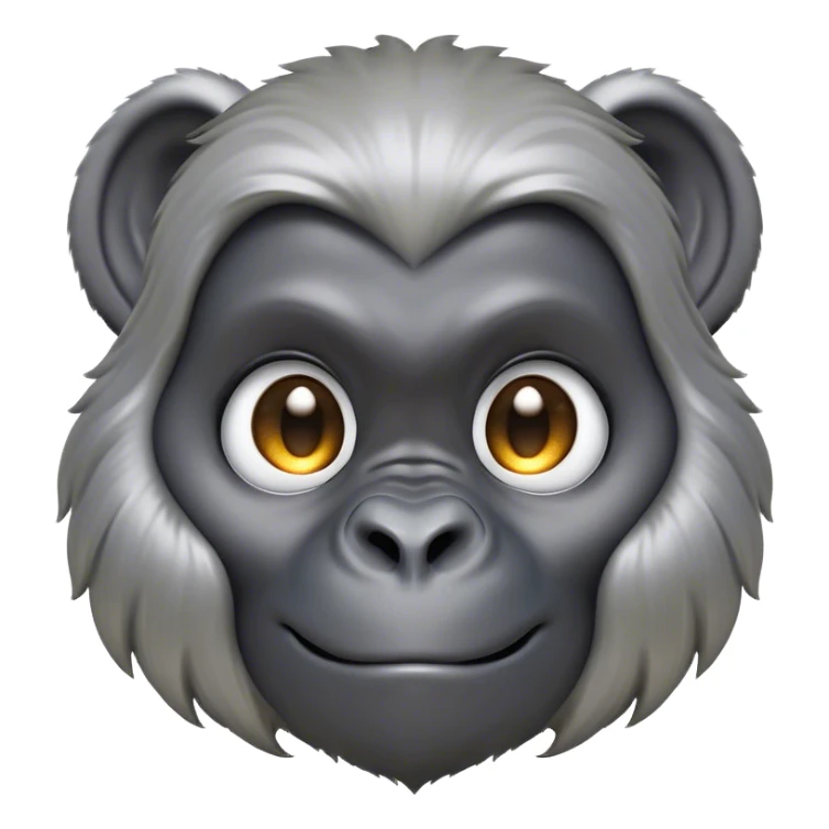 Cinematic Cute mountain Gorilla Portrait Emoji, Head tilted playfully and inquisitively, with a robust build accented by a striking silver mane and round, sparkling eyes full of gentle charm, Simplified yet irresistibly adorable features, highly detailed, glowing with a warm, friendly jungle glow, high shine, affectionate and lively, stylized with a touch of endearing primate whimsy, soft glowing outline, capturing the essence of a mischievous yet loving mountain that feels like it could lumber out of the screen into your arms! sticker