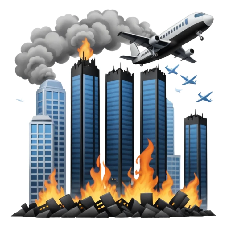 2 skyscrapers and the plane that crashed into them. sticker