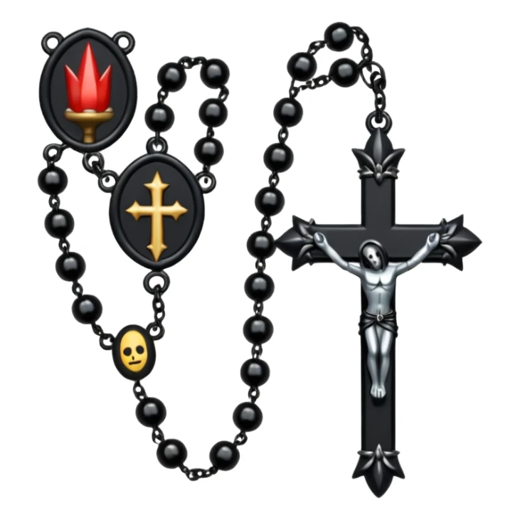 Gothic rosary with spikes instead of beads, dark iOS emoji style sticker