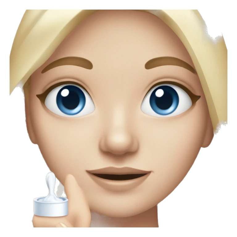 white girl applying cream on face blue eyes  sticker