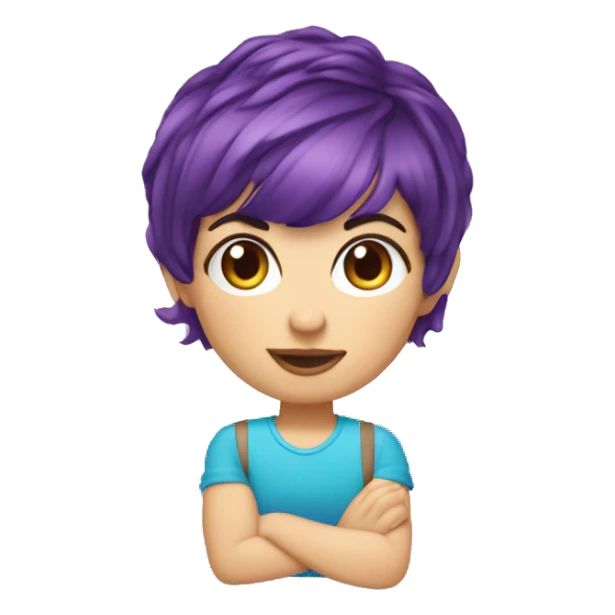 bangs purple pixie cut hair girl with blue eyes, driving Cooper Mini Convertible  sticker
