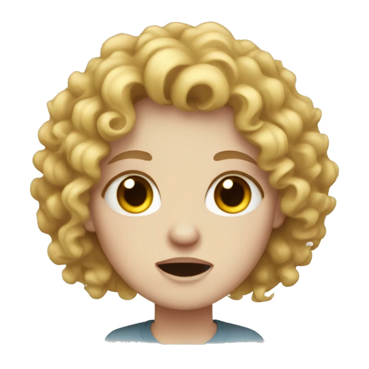 Curly hair pale skin female crying  sticker