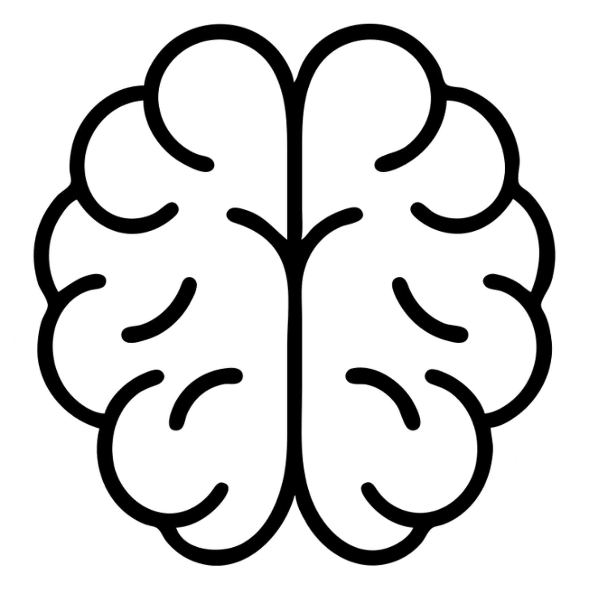 outlined icon of a brain with no fill sticker