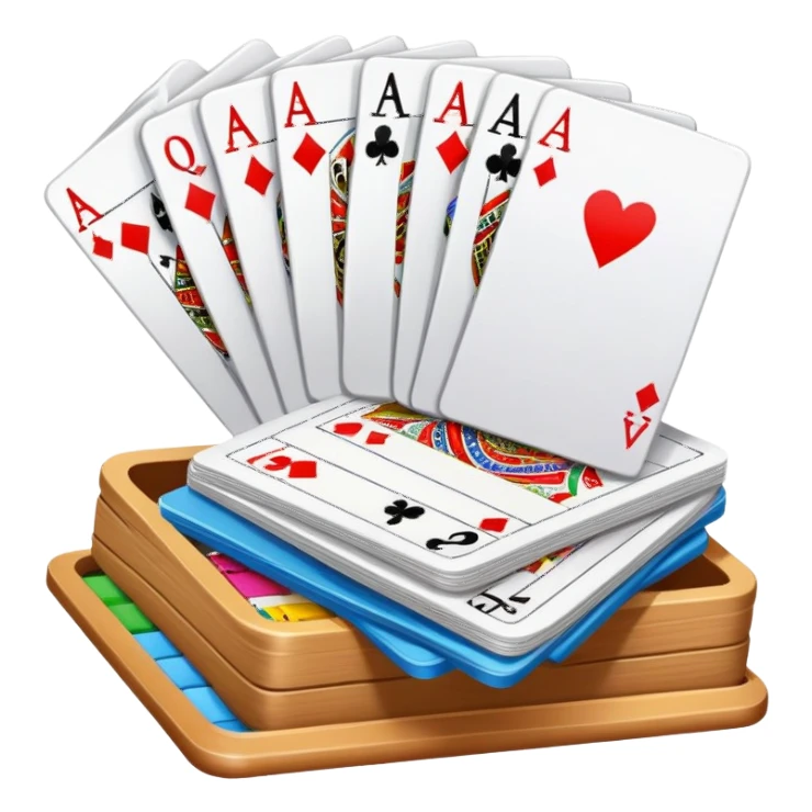Canasta card game with a pile of cards and score pad sticker