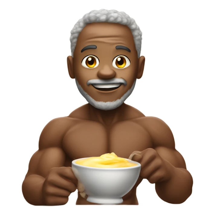 Jamal as a world champion body builder eating custard with is grandpa  sticker