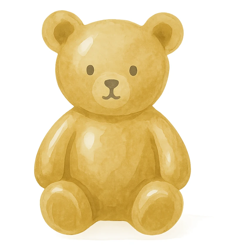 gold teddybear, metallic, shiny sticker