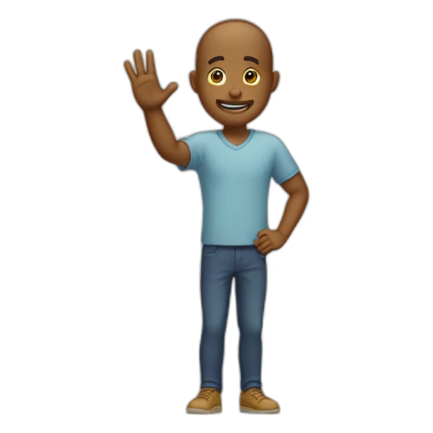 He raises his hand in greeting as he leaves sticker