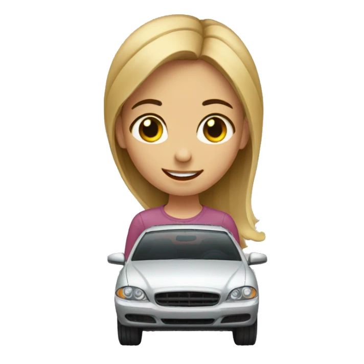 a girl besides a car saying bye sticker