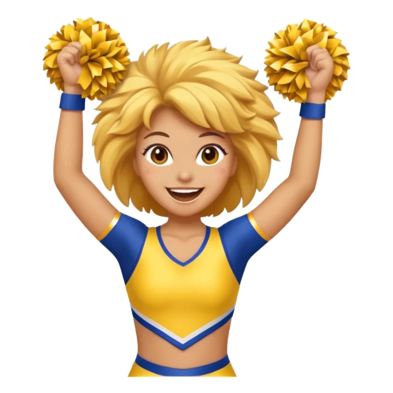 football cheerleader, big cheering pom, yellow and twinkle sticker