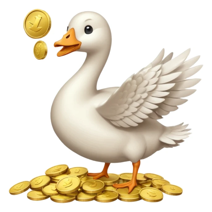 cute goose tossing coins in the air sticker