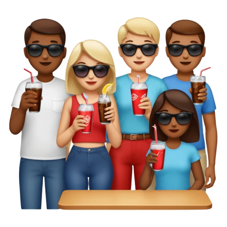 A group of thristy people having soda. sticker