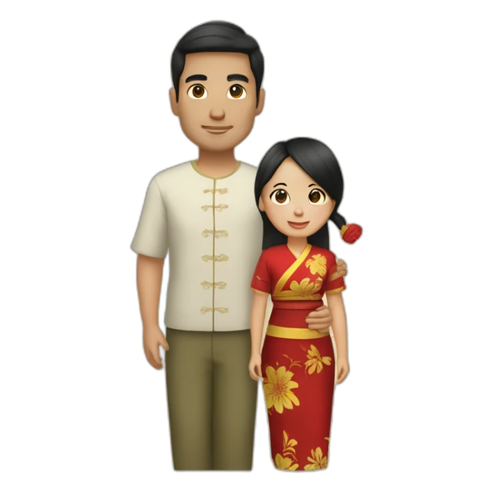 Me and My wife wearing tradional vietnam clothes sticker